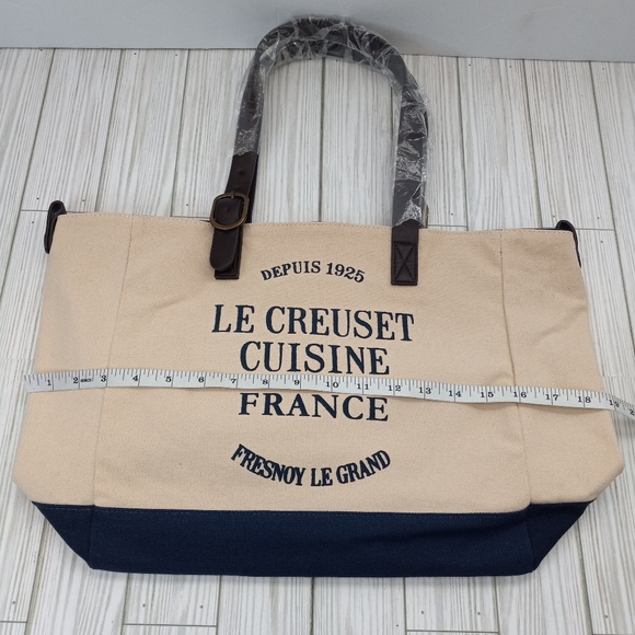 RARE Le Creuset Classic Canvas Indigo Tote Bag - Picture 9 of 12